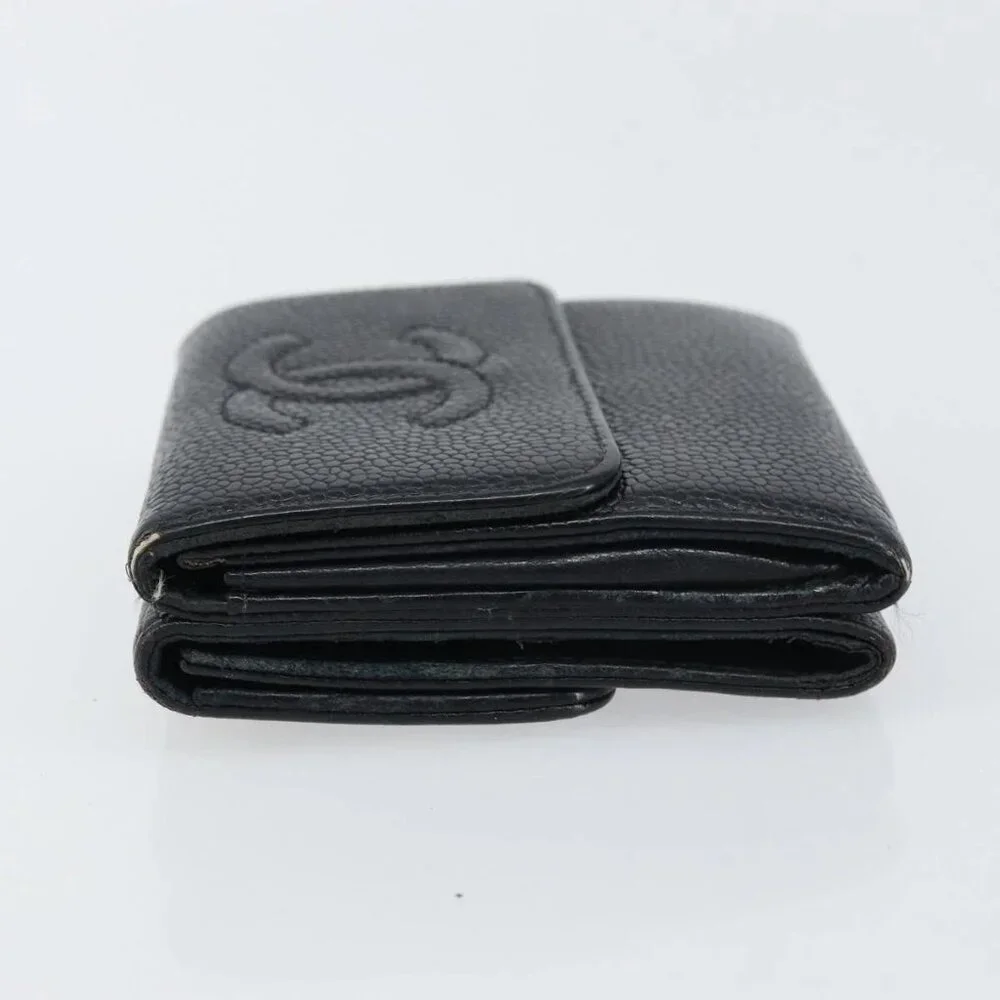 CHANEL Wallet Grained Calf Skin Black Gold CC Auth fm4996 - Picture 8 of 16